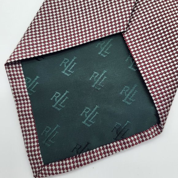 Vintage Lauren Ralph Lauren Red Print Tie Silk USA - Picture 4 of 9